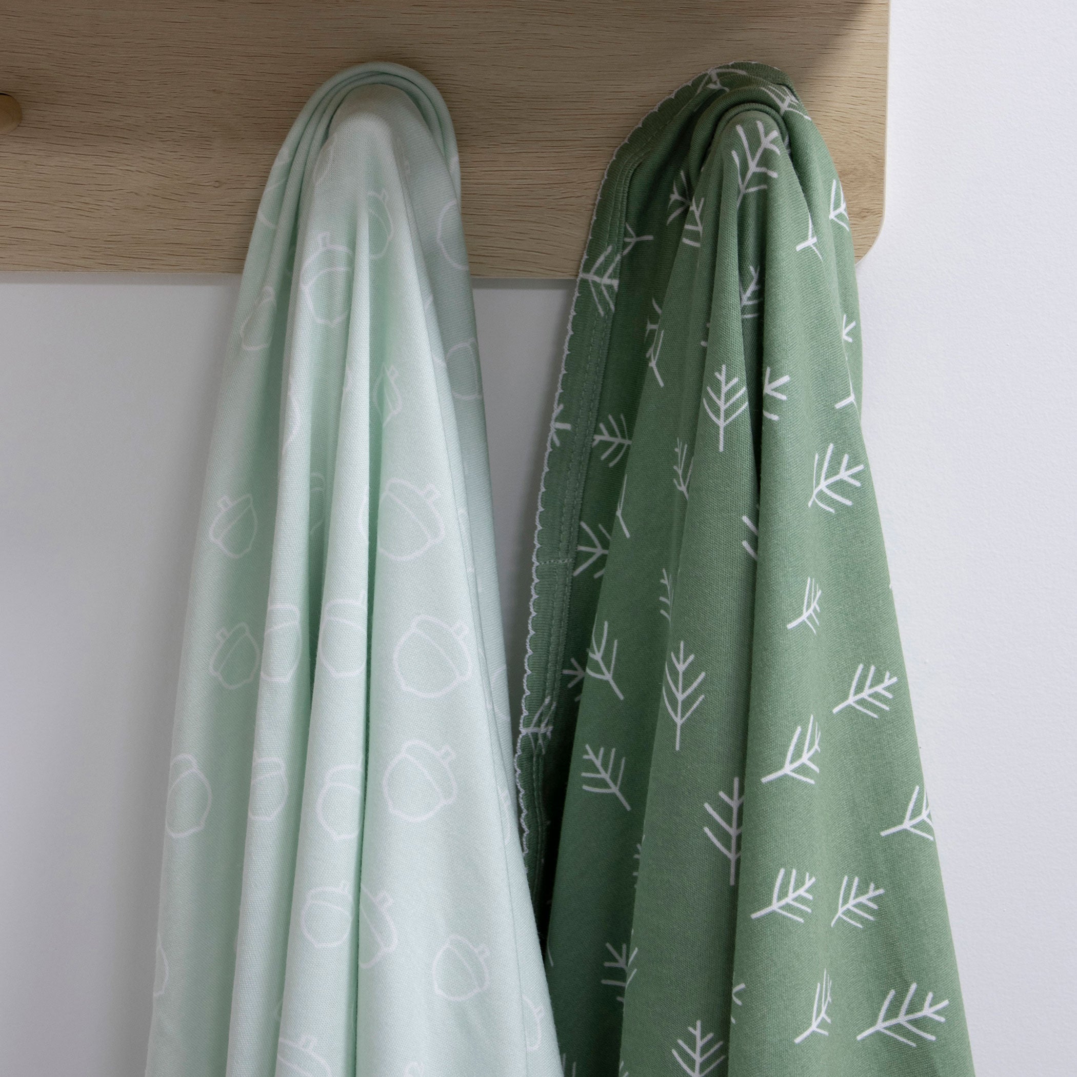 Nordic Style 2-Pack Jersey Wrap in Avocado Green & Forest Green - Cozy Home & Office Blanket for Relaxation