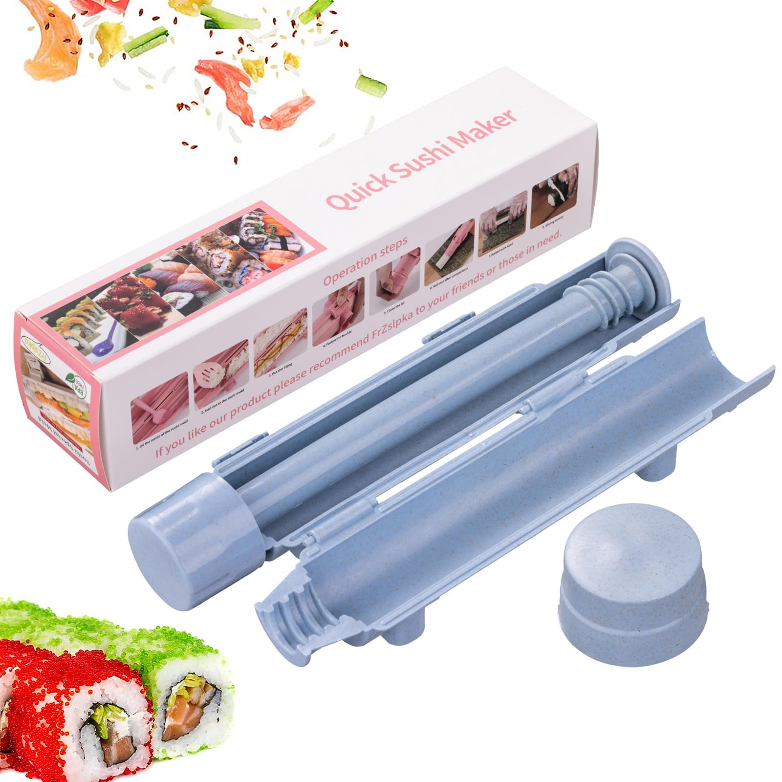 **Non-Toxic BPA-Free Sushi Maker Kit – Easy DIY Sushi Roller Bazooka for Beginners & Kids – Perfect for Home Cooking, Parties & Healthy Snacks (Blue)**