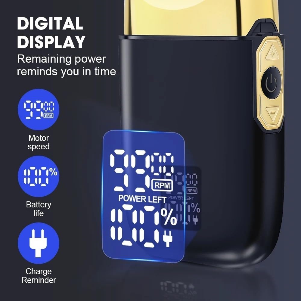 Professional Rechargeable Electric Shaver for Men - Metal Housing Hair Clipper with Golden Finish | Home & Travel Grooming Essential