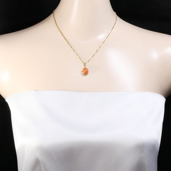 18K Yellow Gold Coral Necklace for Women - Elegant Handmade Jewelry Gift for Birthday, Anniversary & Special Occasions