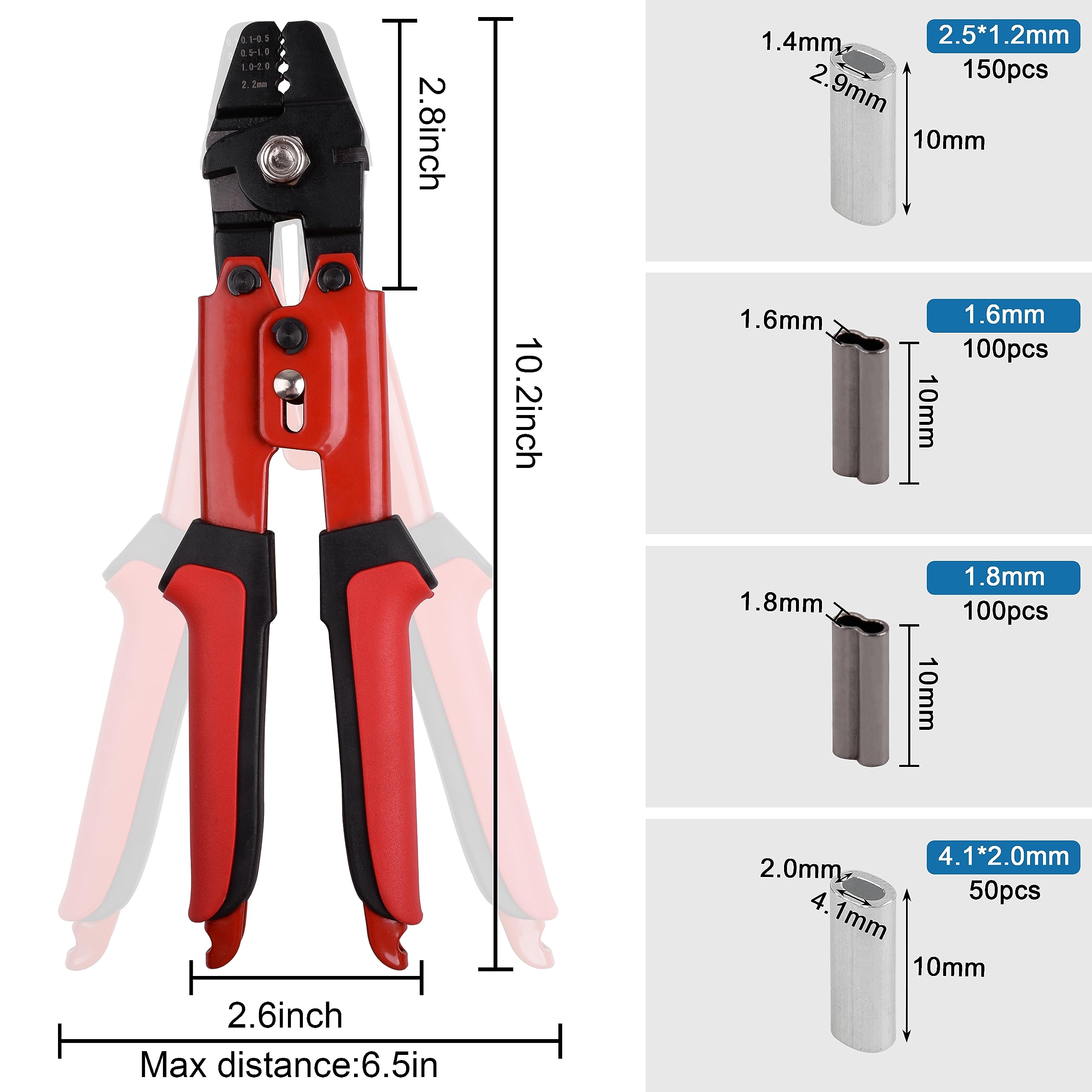 Premium Fishing Crimping Tool Kit with Aluminum & Copper Sleeves - 10