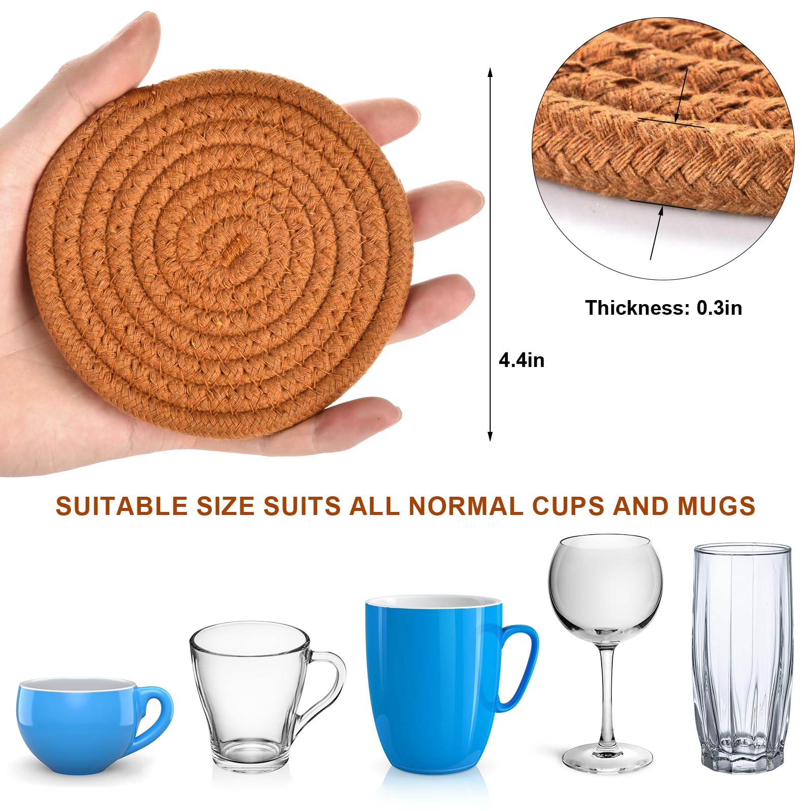 4-Pack Cotton Drink Coasters for Beer, Coffee & Mugs - Absorbent & Durable Table Decor for Home, Kitchen, Bar - Perfect Housewarming Gift & Party Essentials (Great for Dinner Parties & Outdoor BBQs)