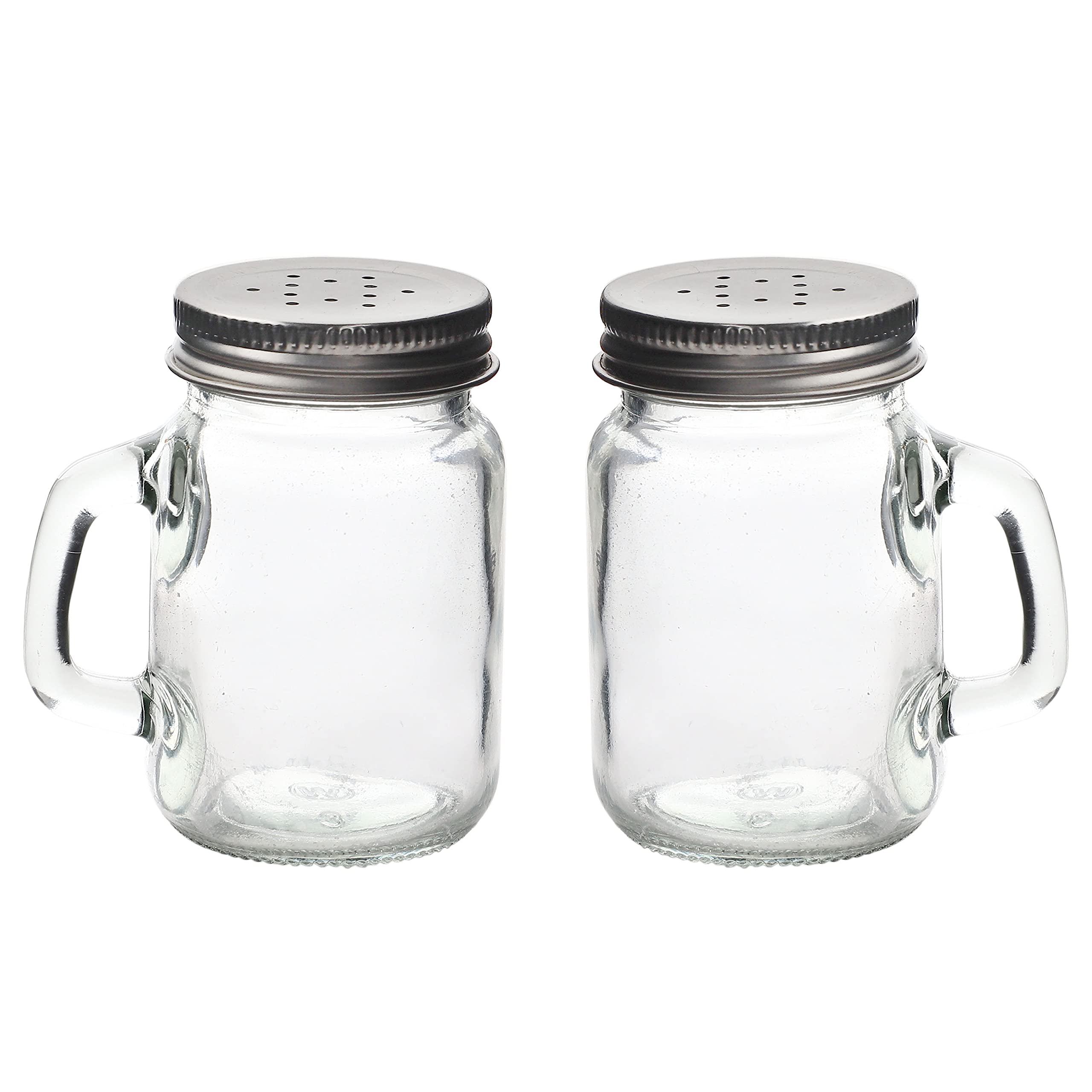 Glass Salt and Pepper Shakers Set - Mason Jar Style Spice Containers with Lids - Perfect for Kitchen, Dining Table, and Gift Giving