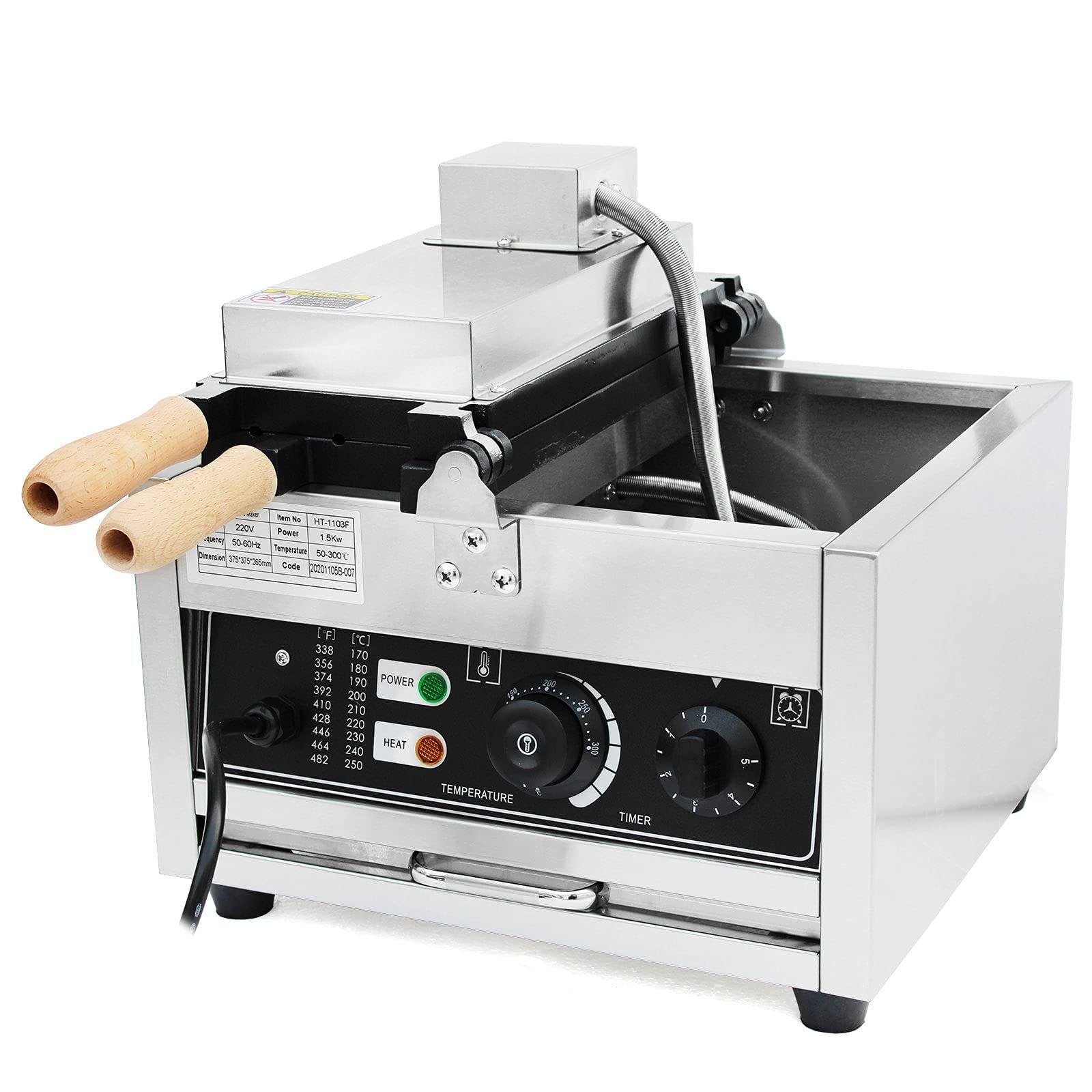 Electric Ice Cream Cone Waffle Maker Machine 1200W - Commercial & Home Use Stainless Steel Nonstick Waffle Cone Maker - Perfect for Ice Cream Shops, Dessert Bars, and Home Baking Parties