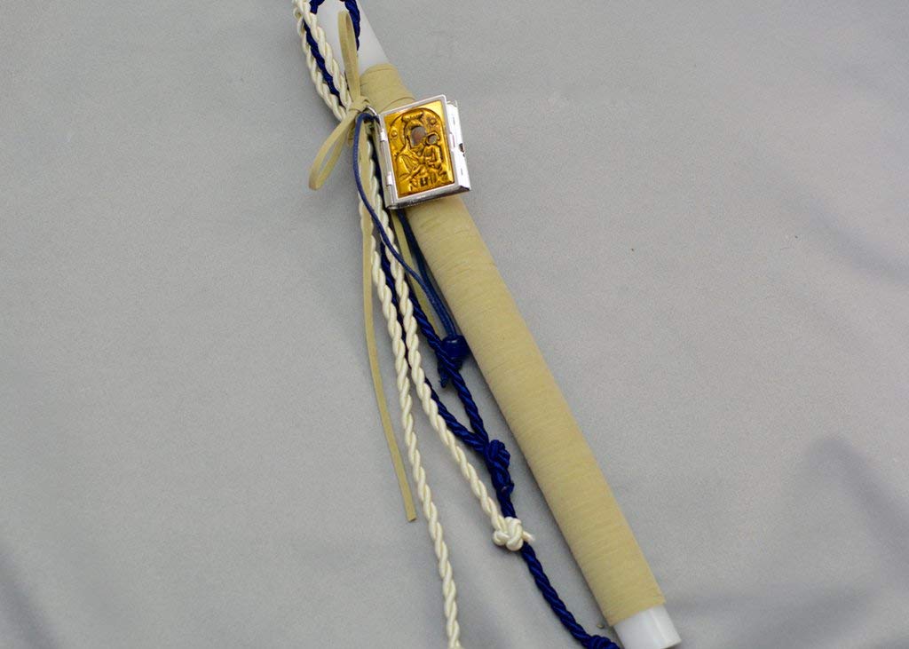 Orthodox Easter Candles - Gospel Locket Tan Wrap Pascha Lambathes for Boys & Girls | Religious Home Decor & Church Ceremonies