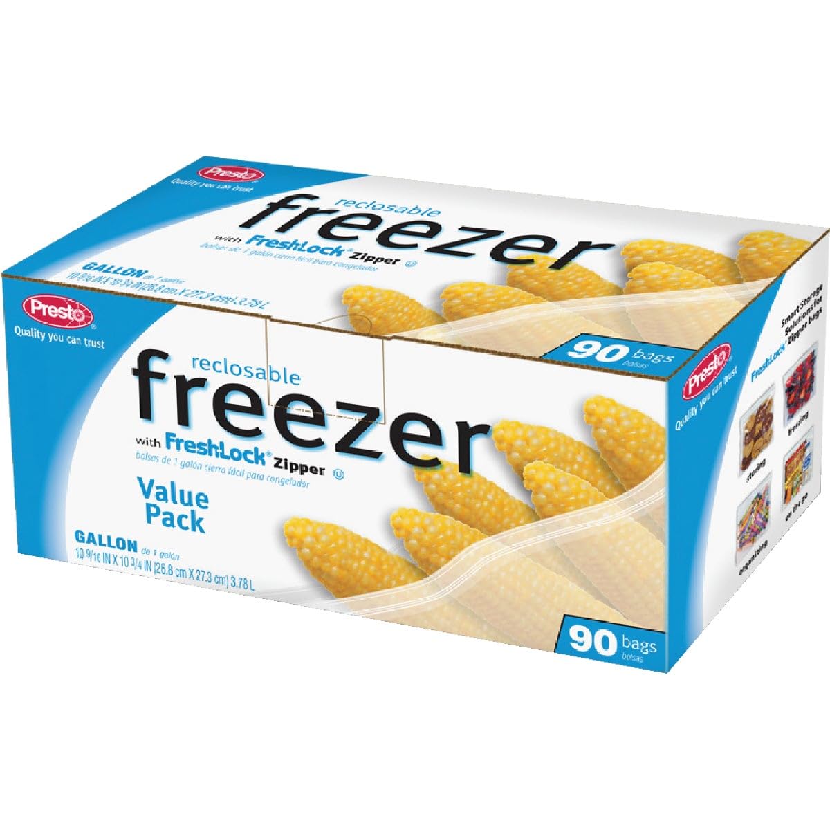 Presto Value Pak Freezer Bags - Heavy Duty Reusable Storage Bags for Food, Meal Prep & Freezing - BPA Free, Leak Proof (50 Count) | Perfect for Kitchen Organization, Camping & Leftovers