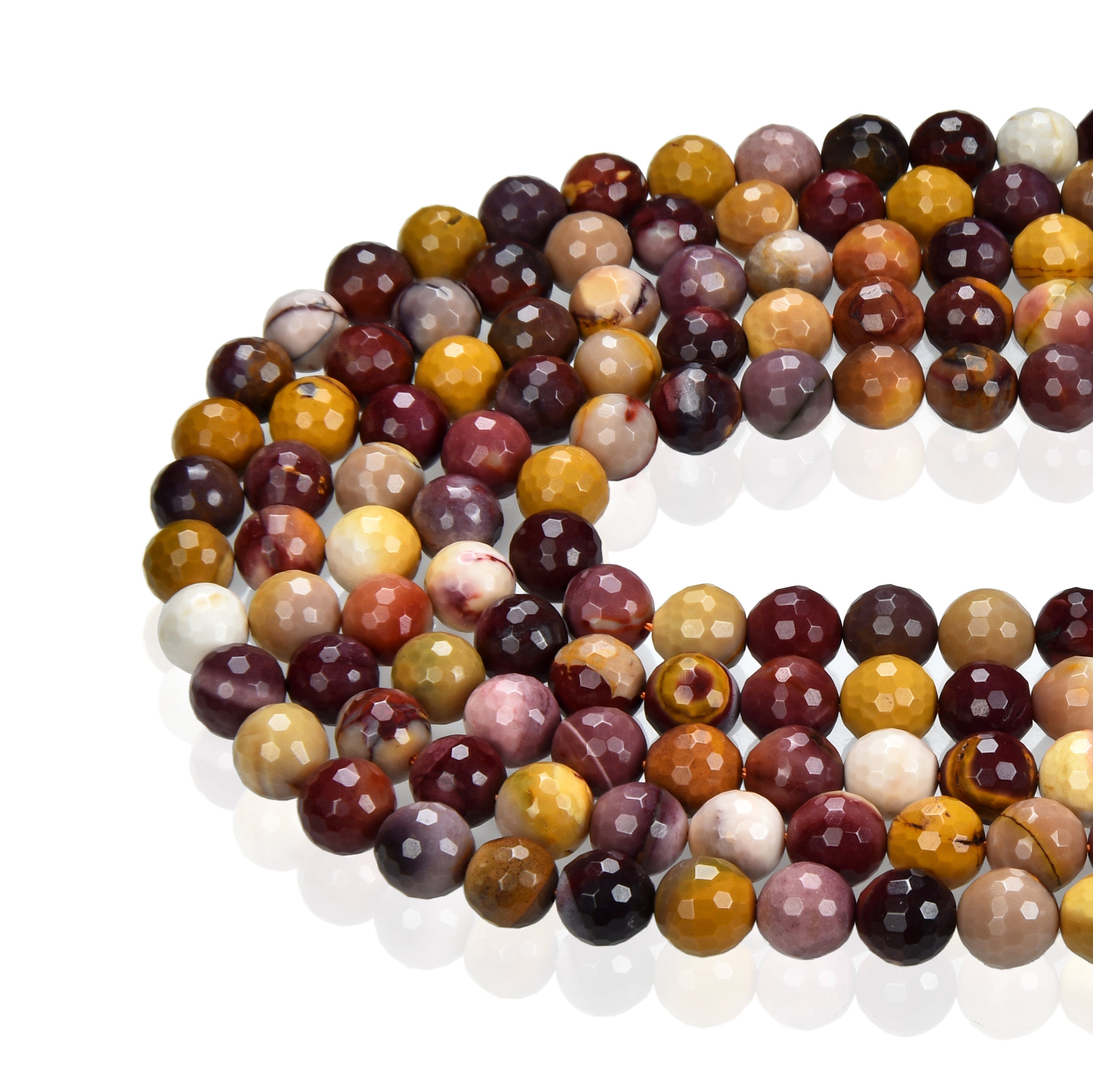 Natural Mookaite Jasper Faceted Round Beads - 3mm 4mm 6mm 8mm 10mm 15.5 Inch Strand - DIY Jewelry Making, Bracelets, Necklaces & Healing Crystal Crafts