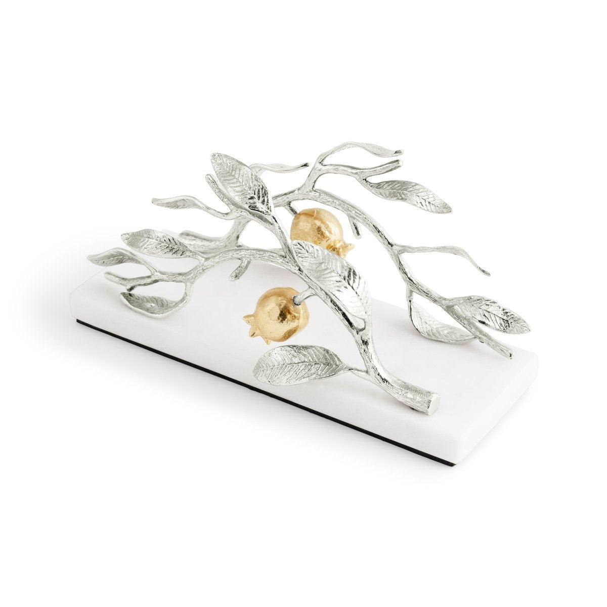 Elegant Pomegranate Silver & Gold Vertical Napkin Holder - Perfect for Wedding, Party, and Holiday Table Decor