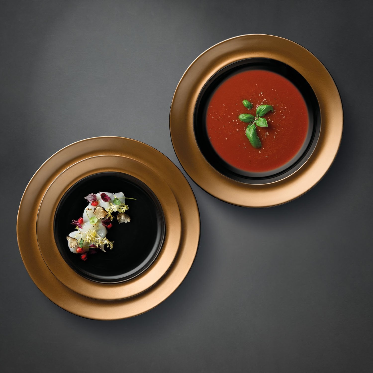 BergHOFF GEM 3-Piece Porcelain Dinner Plate Set - Elegant Black and Gold Tableware for Fine Dining, Dinner Parties & Special Occasions