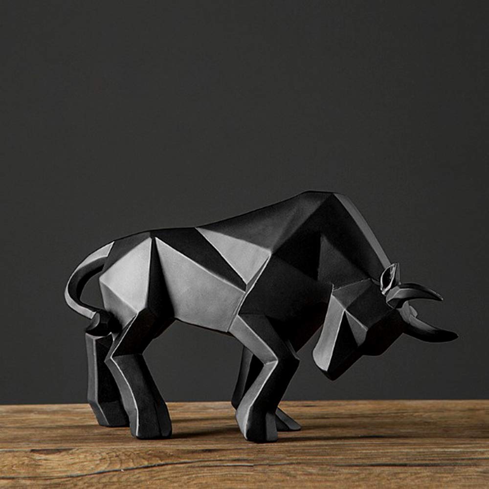 ASNOMY Polyresin Bull Statue - Modern Abstract Animal Sculpture for Home & Office Decor - Unique Geometric Figurine for Living Room, Bookshelf, or Desk Display - Perfect Gift for Art Lovers & Interior Design Enthusiasts