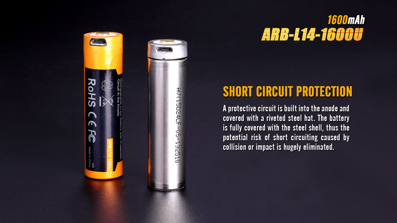 Fenix ARB L14 1600mAh 1.5V USB Rechargeable Lithium-ion AA Battery - Perfect for Flashlights, Cameras & Emergency Kits