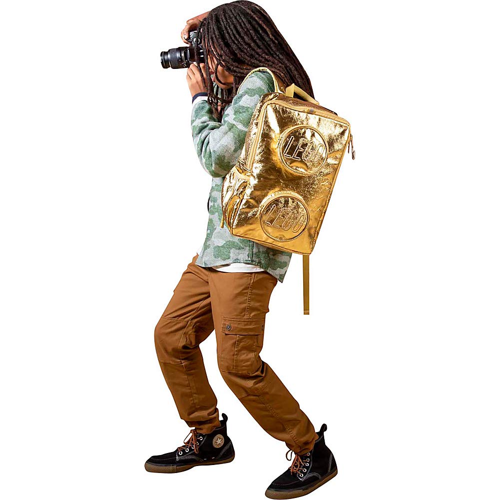 LEGO Brick Backpack - Stylish Gold Fashion Backpack for School, Travel & Everyday Use | Durable & Trendy Backpack for Kids & Adults