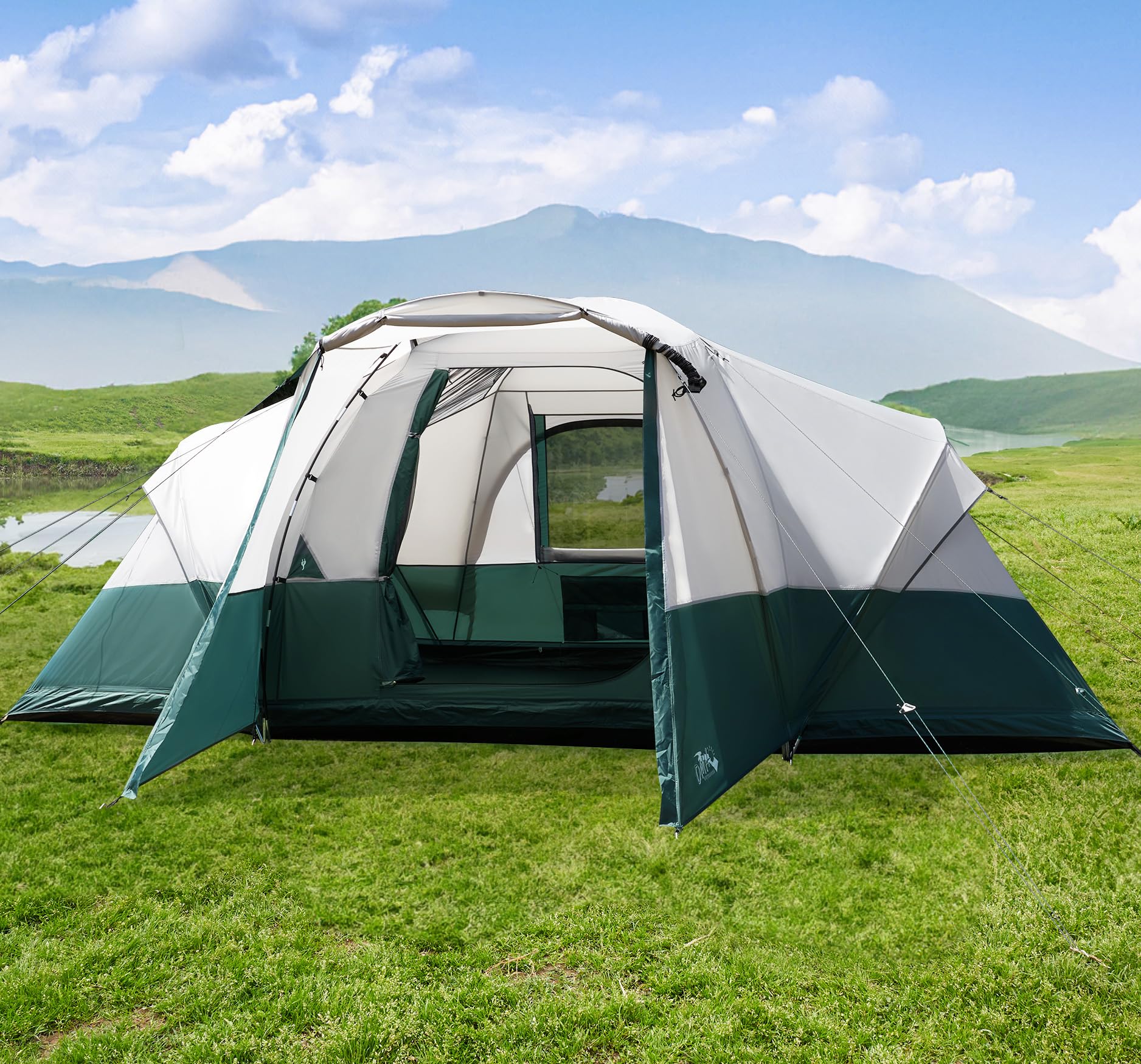 8/10/11 Person Family Camping Tent with Porch & Rainfly - Spacious Waterproof Dome Tent for Outdoor Adventures | Includes Windproof Ropes & Large Vestibule | Perfect for Family Camping Trips, Backpacking & Music Festivals