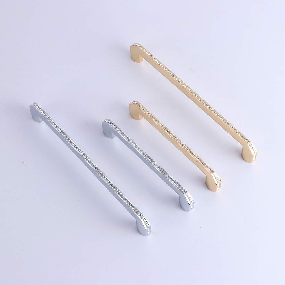 Modern Crystal Cabinet Knobs & Pulls - 2 Pack Silver Kitchen Hardware for Drawers & Furniture