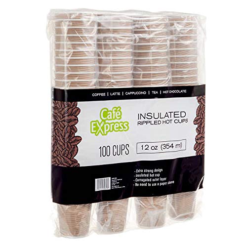 12 oz (355 ml) Disposable Corrugated Paper Cups - Bulk Pack of 1000 - Perfect for Coffee, Parties, and Catering Events