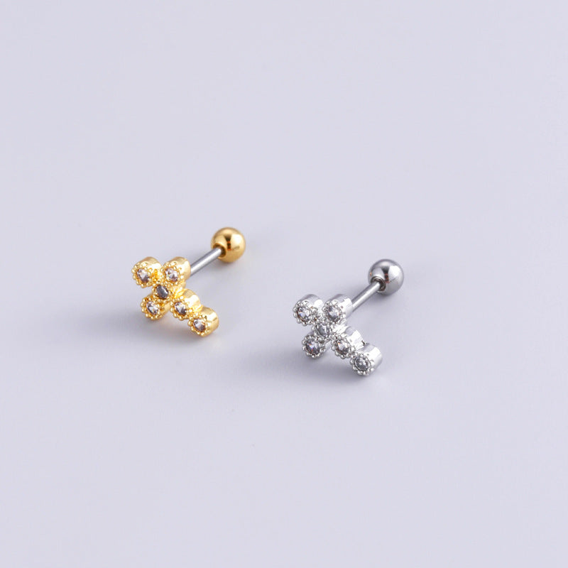20G Cartilage Heart Stud Evil Eye Cross Helix Daith Earrings for Women | Hypoallergenic Stainless Steel Body Jewelry | Perfect for Piercing, Gifts & Everyday Wear - HSPJ889