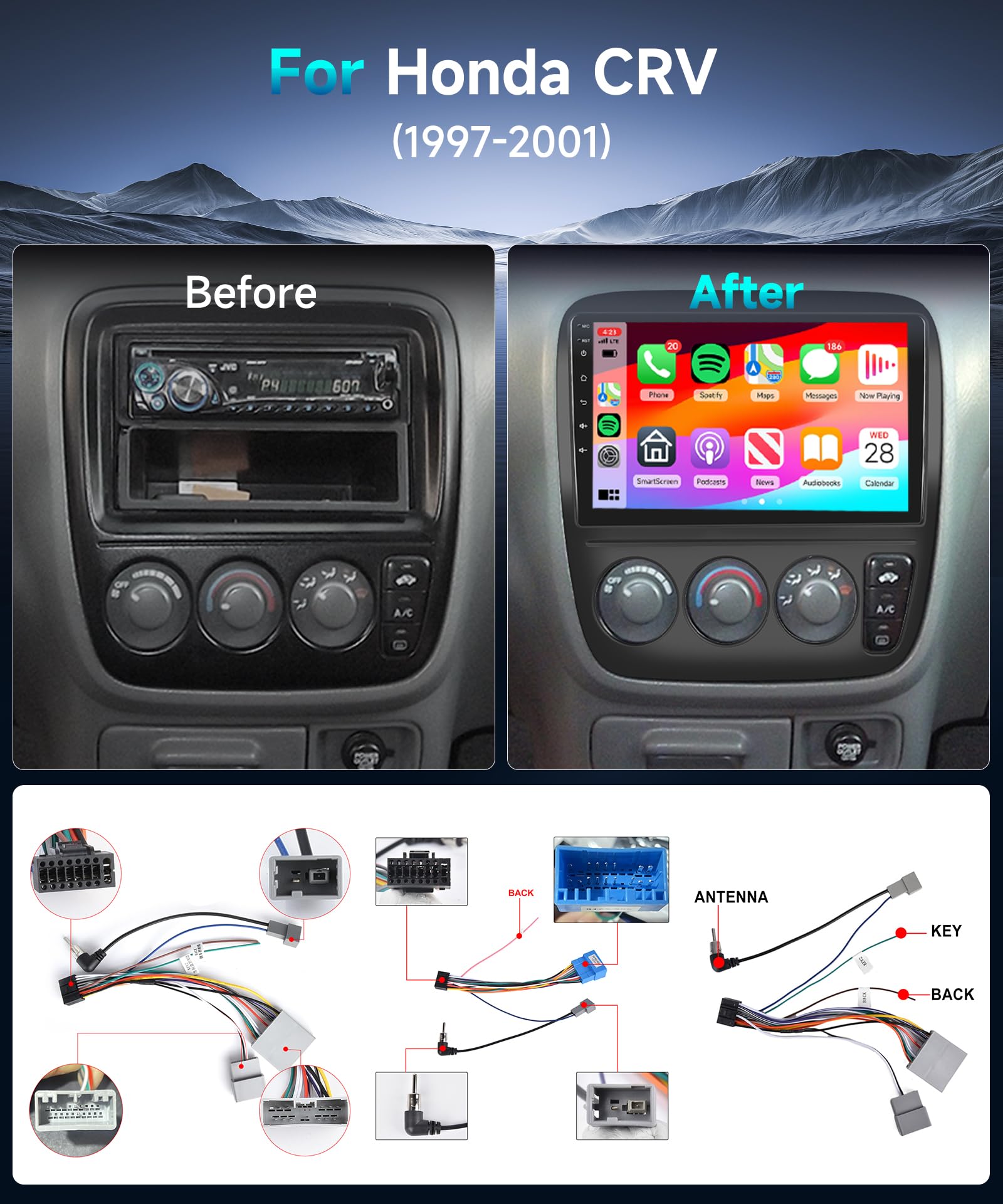 Podofo HiFi 16EQ Android Car Stereo for 1997-2001 Honda CRV | 9