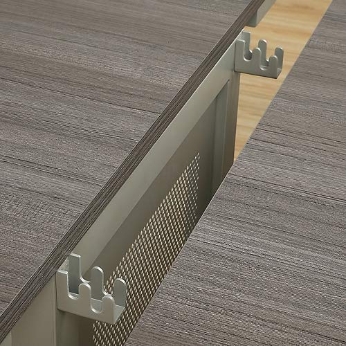 Expandable Conference Table with Built-in Power Module - Warm Ash Laminate Office Meeting Table - Steel Leg Durable Training Table (47.24