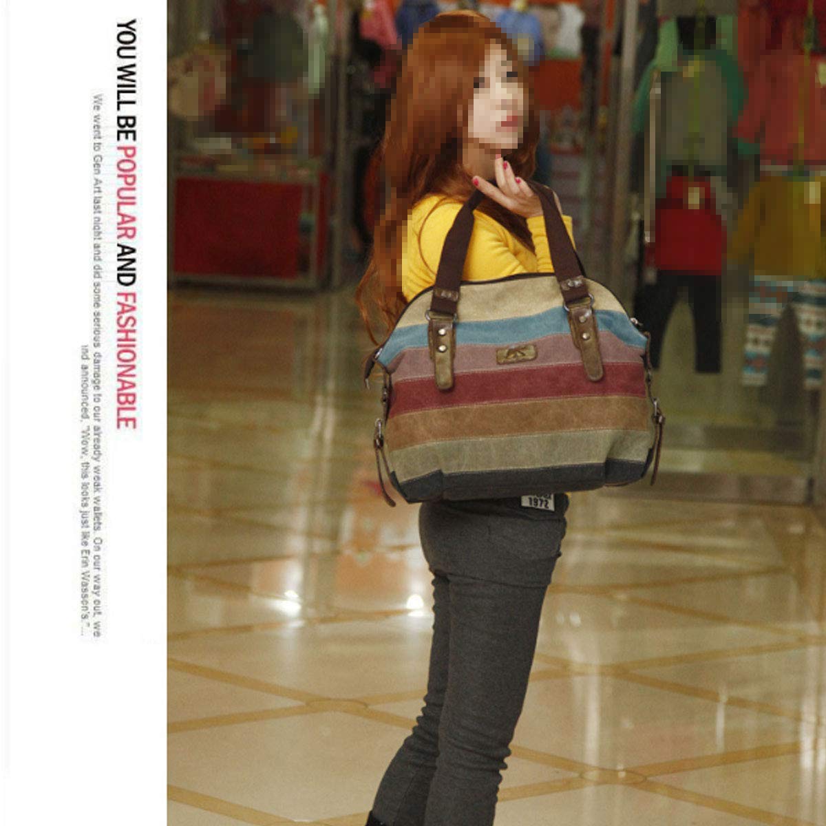 Stylish Women's Canvas Shoulder Bags - Multi-Color Hobo Handbags, Casual Messenger & Crossbody Tote with Top Handle | Perfect for Work, Travel & Everyday Use