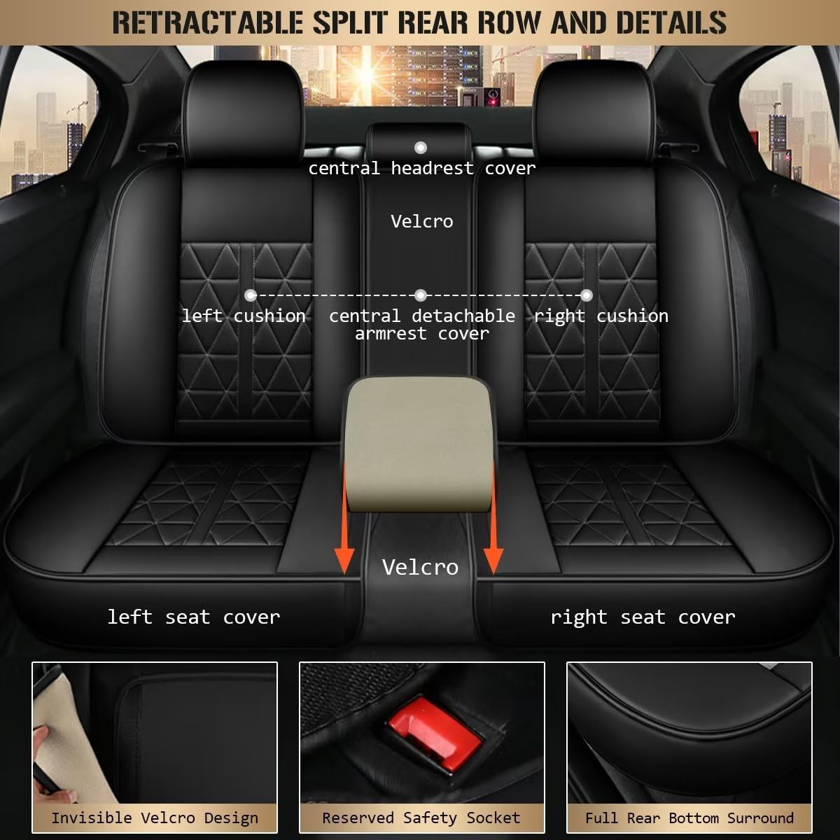 Premium Leather Seat Covers for Ford EcoSport 2018-2025 - Waterproof 5-Piece Full Set (Black) | Durable Car Interior Protection for Daily Commute & Road Trips