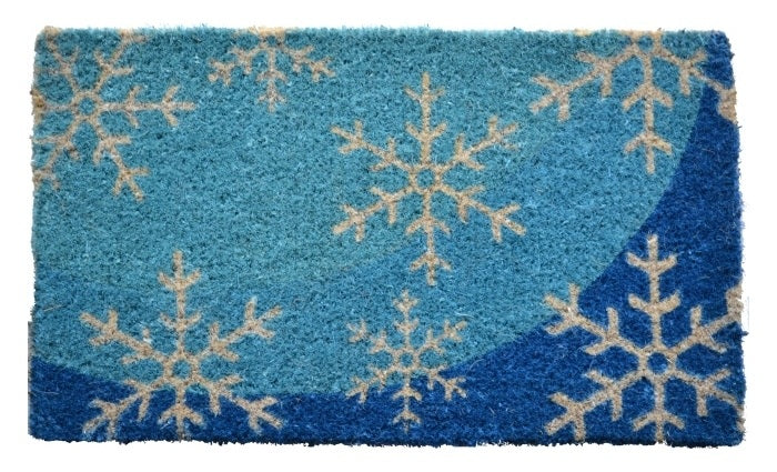 Handwoven Blue Flakes Coconut Fiber Doormat - Non-Slip, Durable & Eco-Friendly Welcome Mat for Front Door, Porch, Patio & Entryway