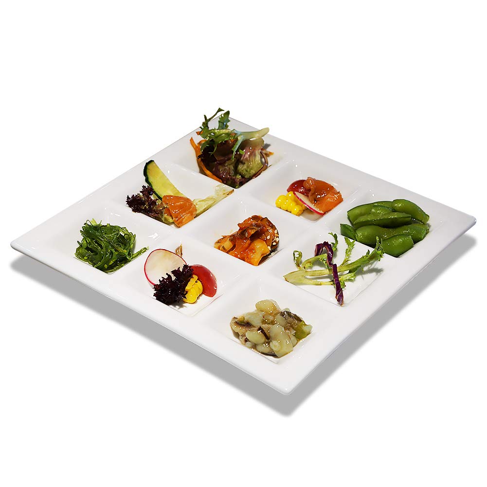 **Premium Ceramic Divided Plates - 4 Compartment Rectangular Serving Dishes for Dinner, Salad, Snacks & Sauces | Elegant Quadrant Shaped Pigment Tray for Home, Restaurant & Party Use**