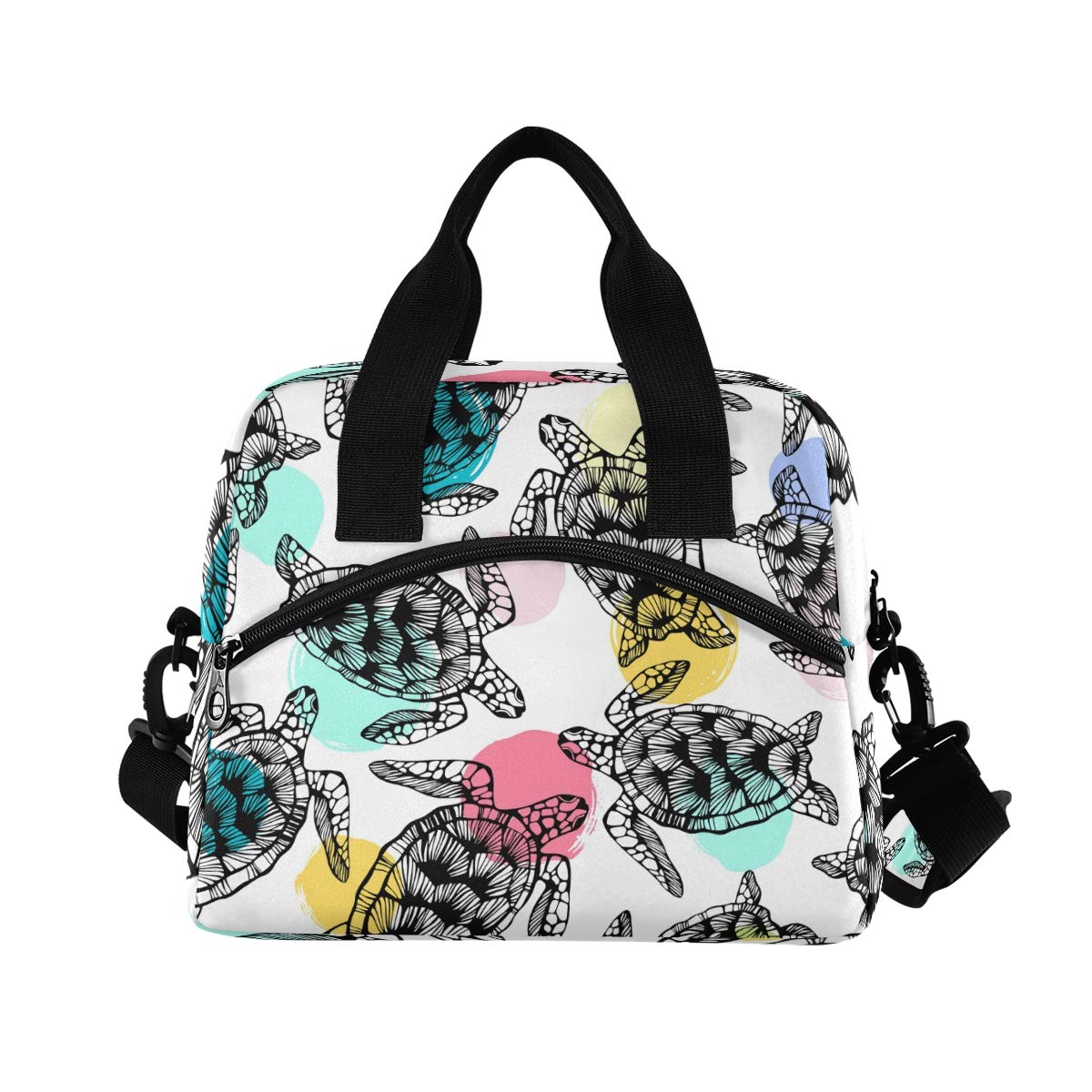 Insulated Sea Turtle Lunch Bag for Women & Men - Reusable Cooler Tote with Detachable Shoulder Strap & Carry Handle - Perfect for Work, School, Picnics & Beach Outings