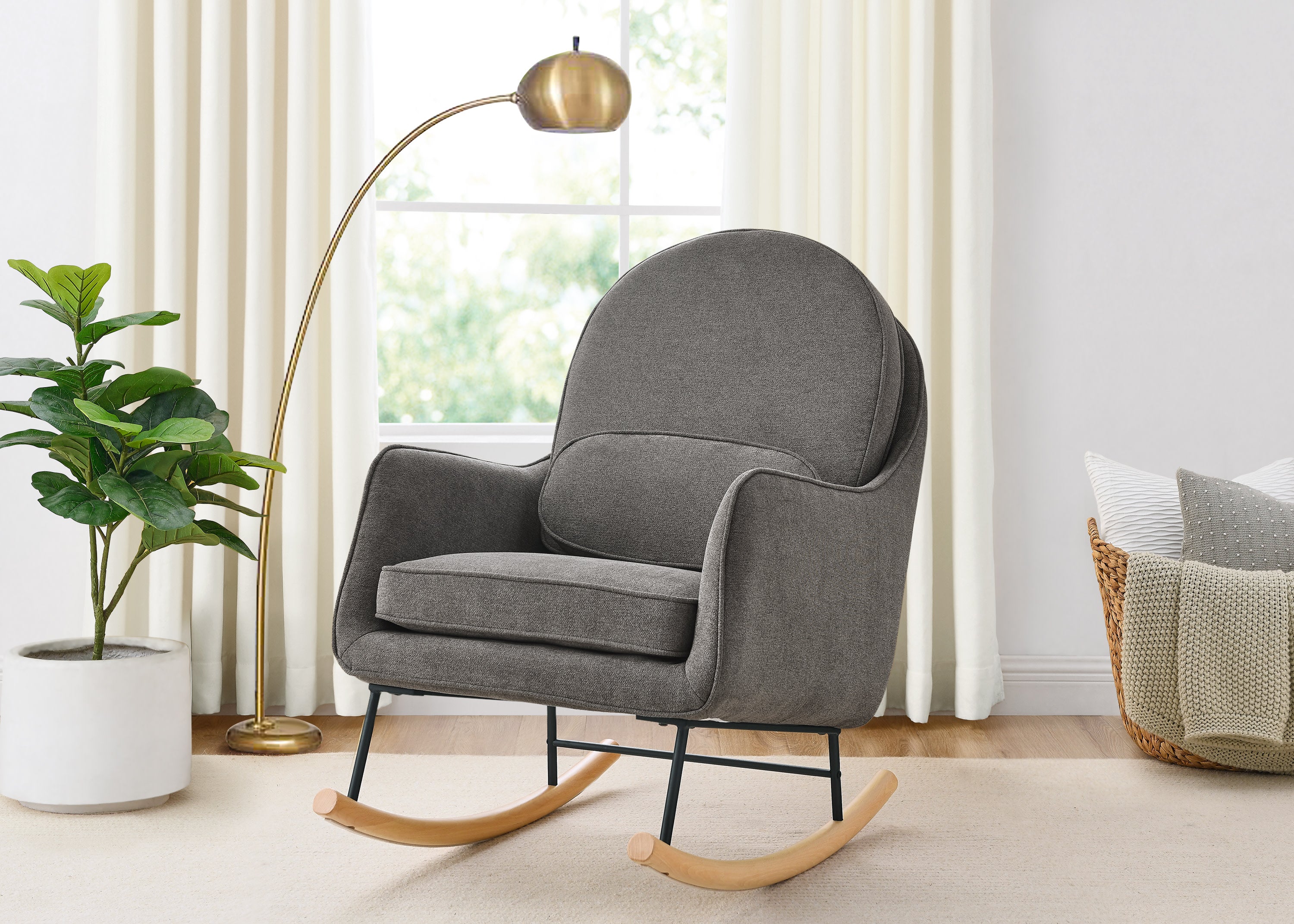 LiveSmart Evolve Fabric Ella Rocker - Comfortable & Stylish Rocking Chair for Living Room, Nursery, or Office Relaxation