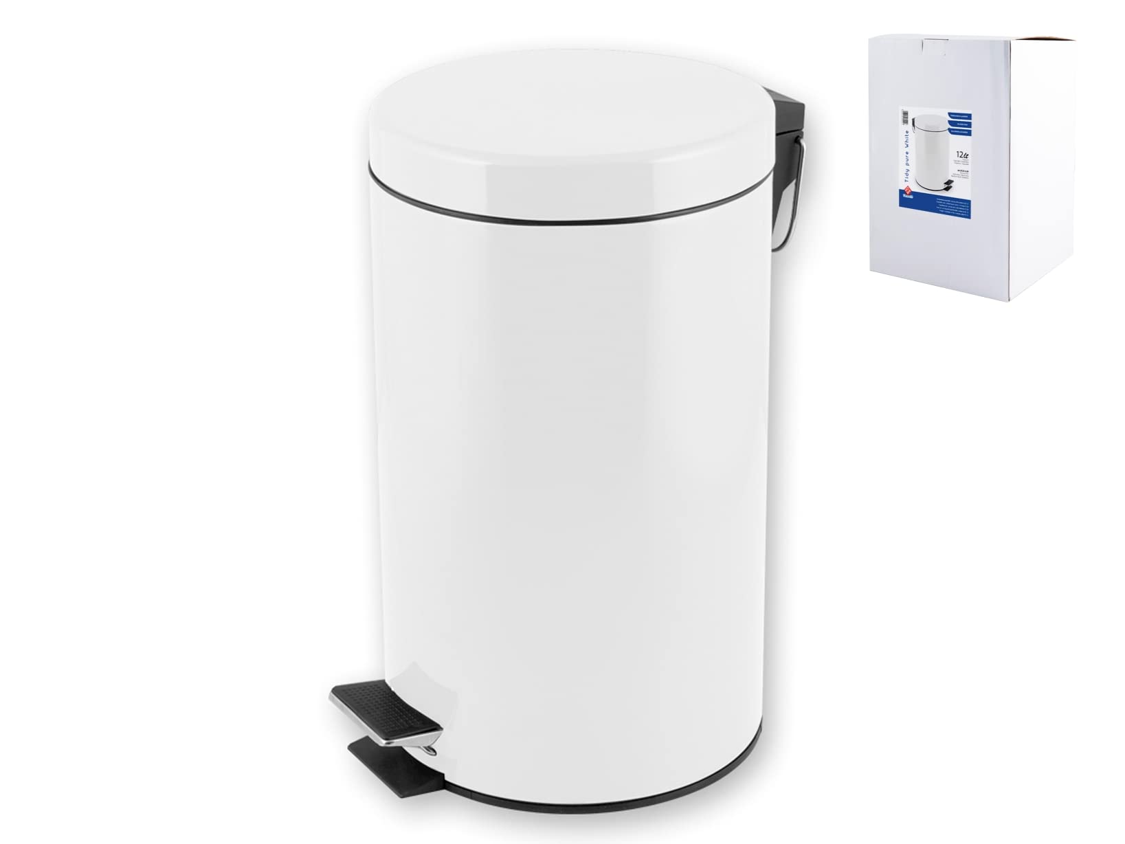 Stainless Steel 12L Trash Can with Foot Pedal - Includes Garbage Bags for Kitchen, Office, Bathroom & Home Use