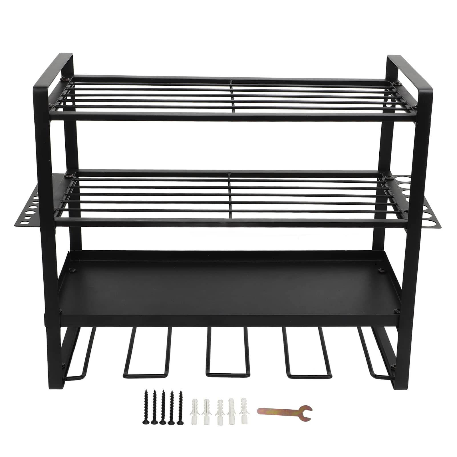 Heavy Duty 4-Layer Power Tool Organizer Wall Mount - Garage Workshop Storage Rack for Drills, Saws & Tools | Perfect for DIY Projects & Home Improvement