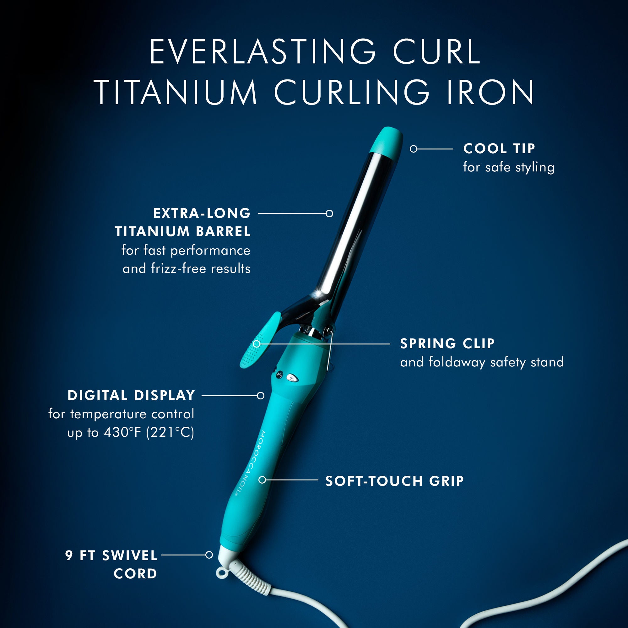 Professional Titanium Curling Iron for Long-Lasting Beach Waves & Curls - Perfect for Salon, Home Styling & Special Occasions