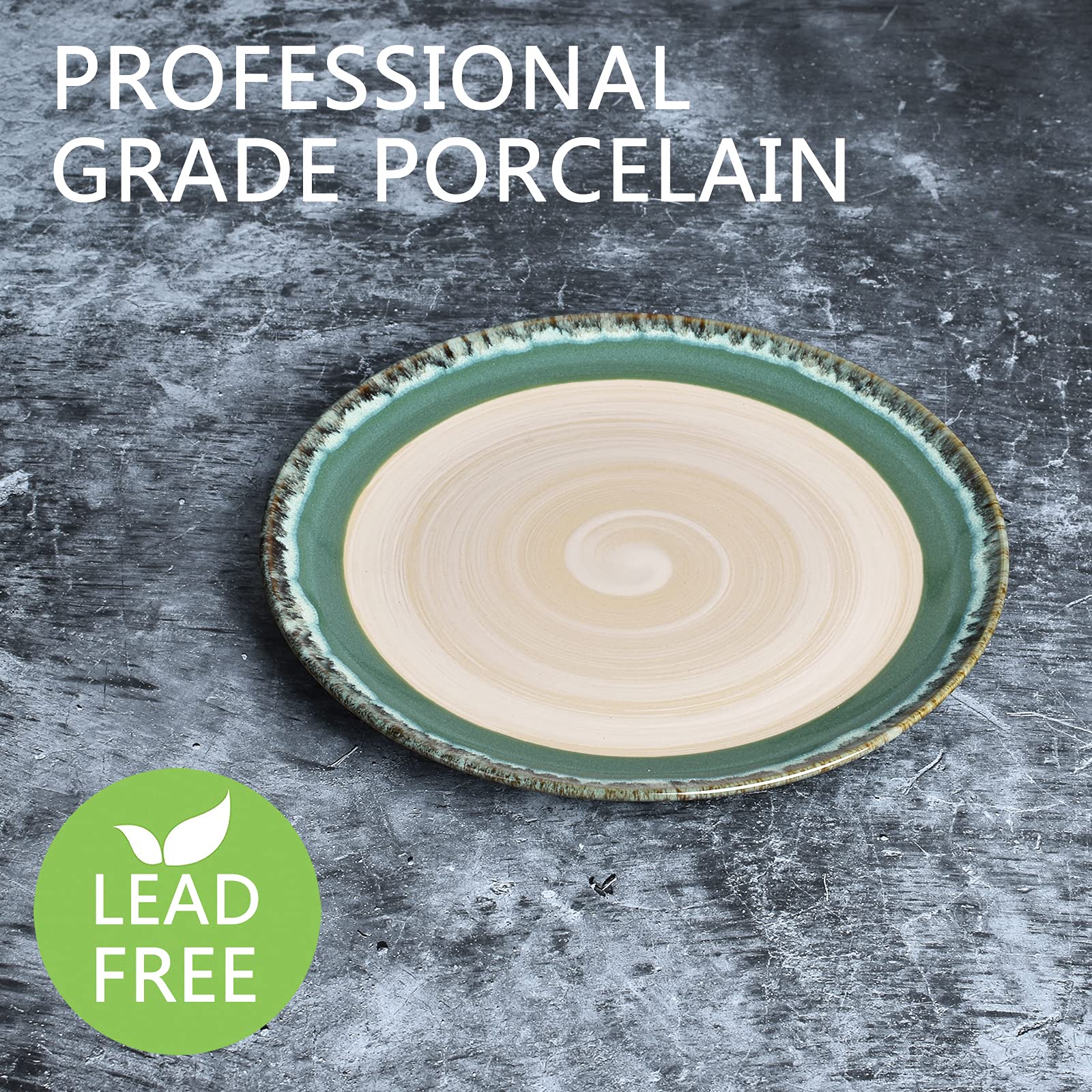 Bosmarlin 12-Piece Stoneware Dinnerware Set for 4 - Microwave & Dishwasher Safe Ceramic Plates & Bowls with Reactive Turquoise Green Glaze | Elegant Table Setting for Family Dinners & Entertaining