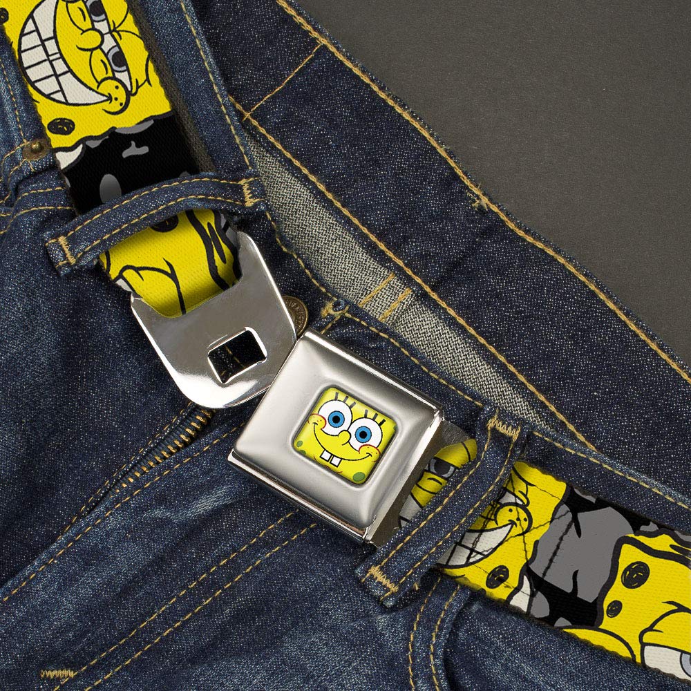SpongeBob SquarePants Nickelodeon Seatbelt Buckle Belt - Cartoon Character Fashion Accessory for Kids & Adults - Perfect for Cosplay, Halloween Costumes & Everyday Wear