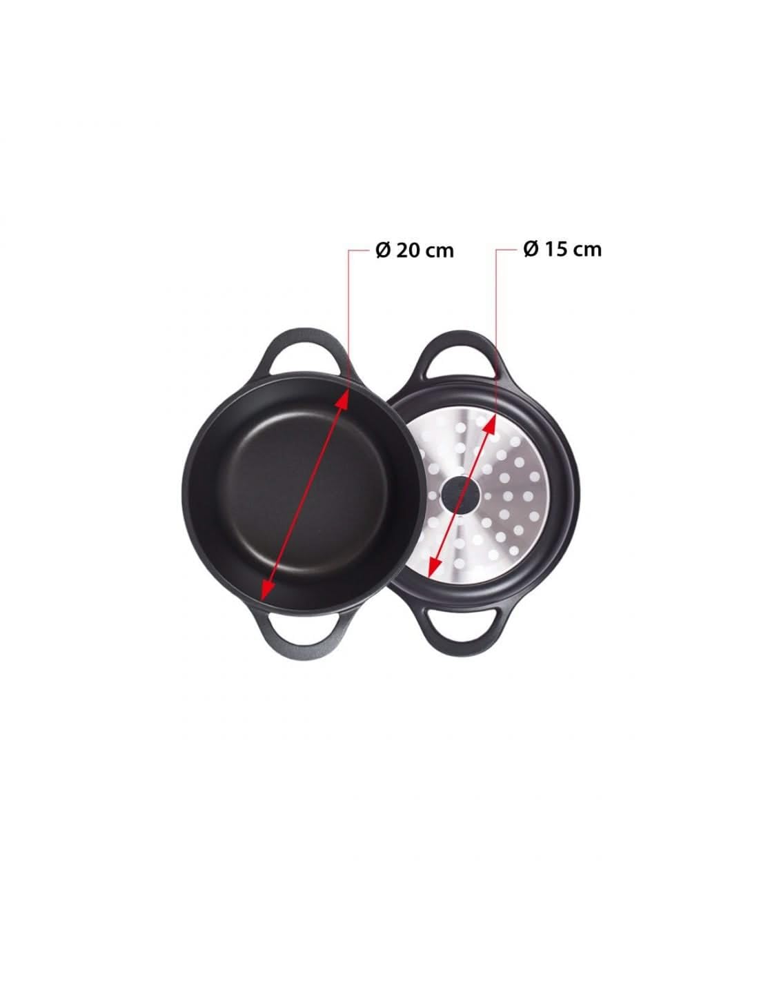 20cm Tall Black Induction Compatible Casserole Pot - Oven Safe Dutch Oven for Soups, Stews & Baking - Perfect for Family Dinners & Camping Cookware