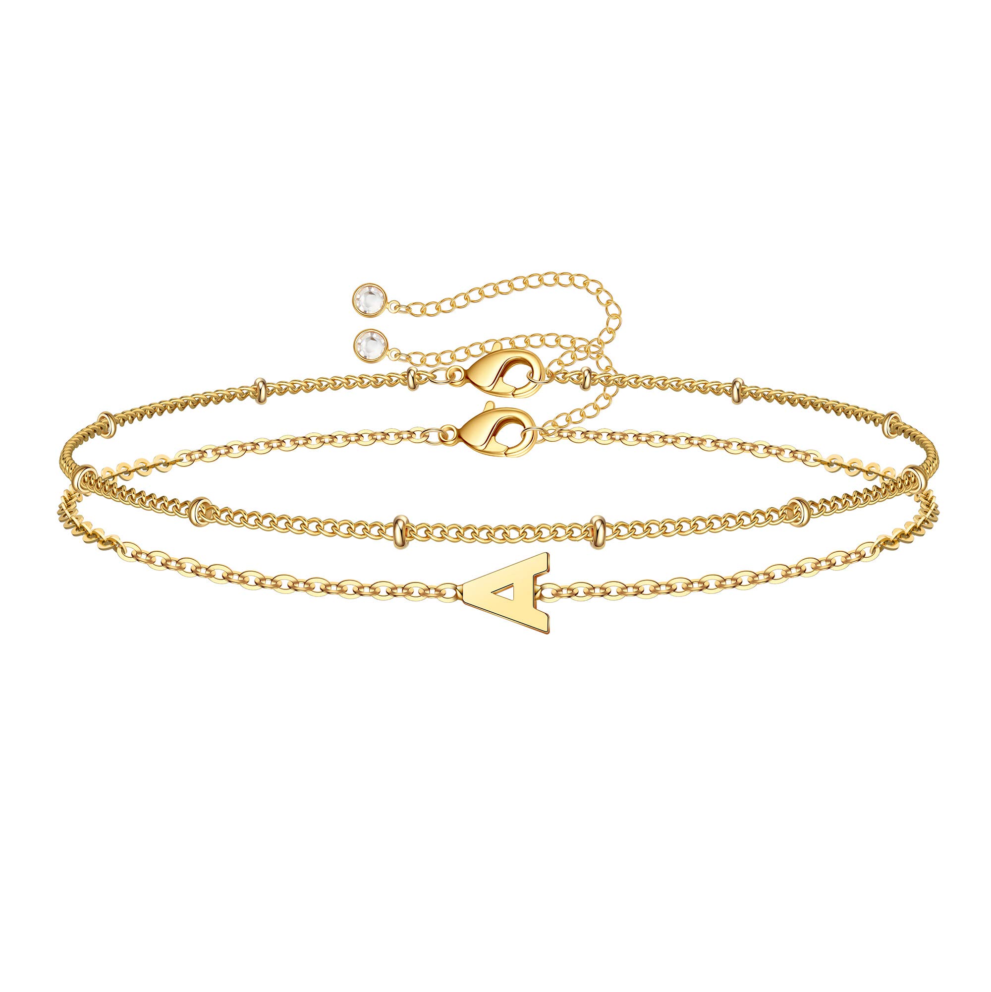 Personalized Initial Bracelets for Women - Layered Letter Charm Bracelet (A-Z) in Gold, Silver & Rose Gold | Dainty Jewelry Gift for Birthday, Anniversary & Everyday Wear | Trendy Stackable Bracelet for Casual & Formal Outfits
