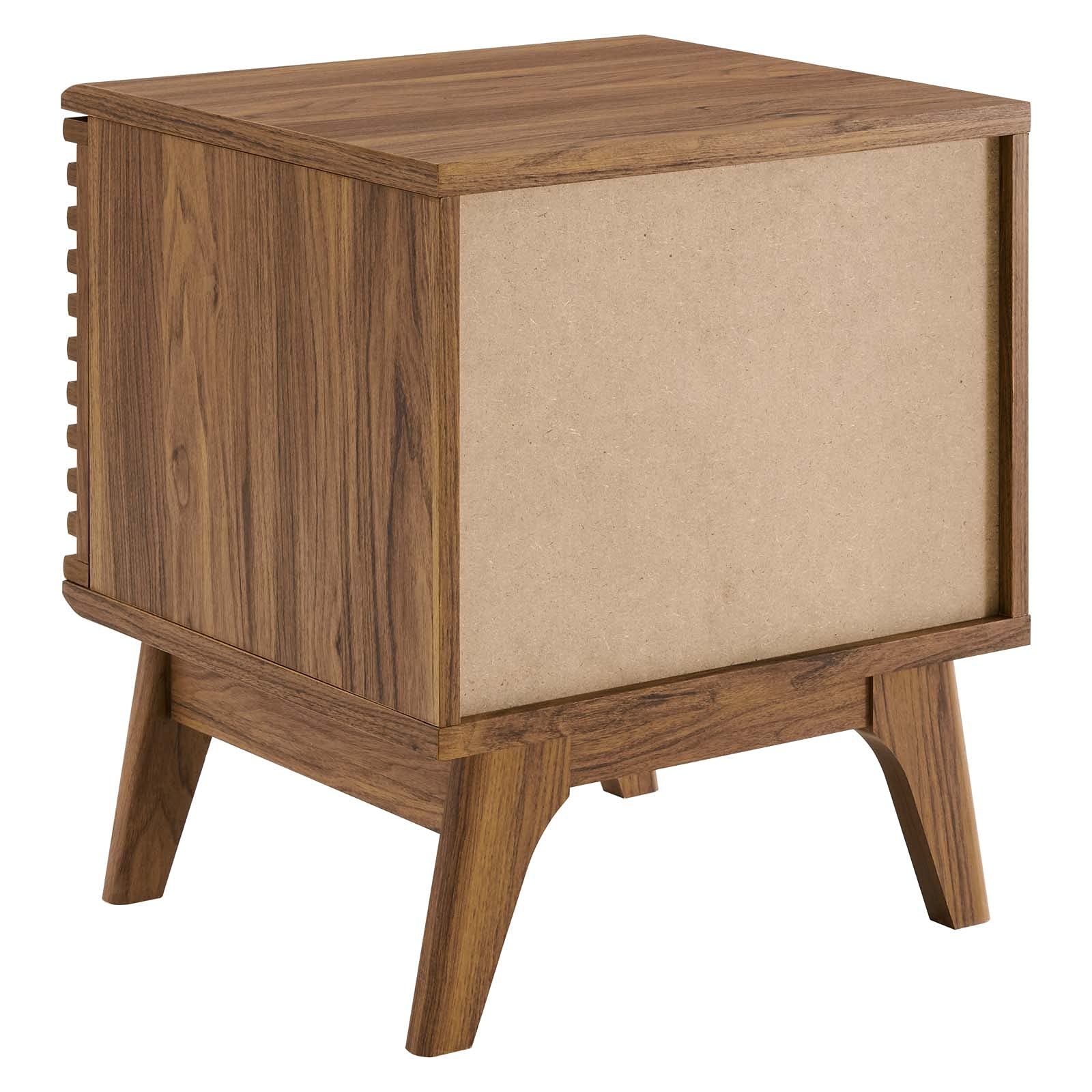 Modern Brown Walnut Wood Sofa Side Table Display Stand - Contemporary End Table for Living Room, Lounge, Hotel & Hospitality Decor