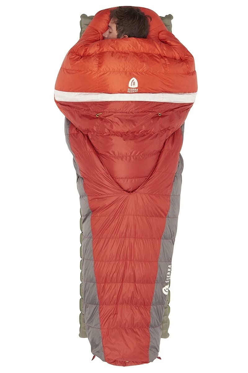 Sierra Designs Backcountry Bed 20°F Sleeping Bag - 650 Fill Dridown - Lightweight Zipperless Down Sleeping Bag for Camping, Backpacking & Hiking - Men's, Women's & 2-Person - Perfect for Cold Weather Adventures & Outdoor Exploration