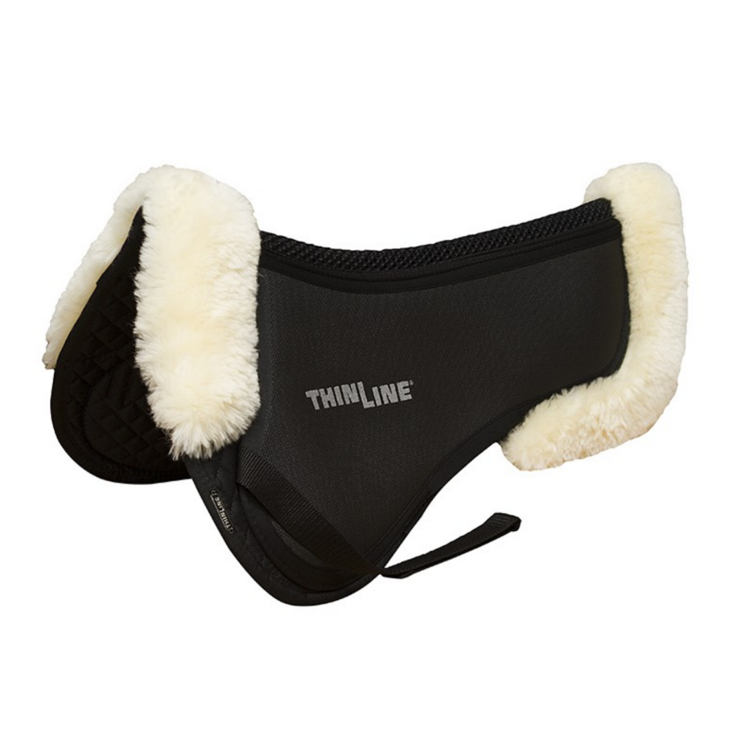 Thin Line Trifecta Fleece Trim Half Pad - Premium Horse Saddle Pad for Comfort & Protection - Ideal for Riding, Training & Show Jumping