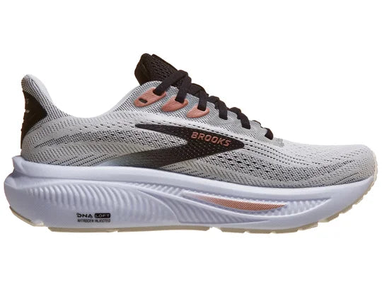 Brooks Women's Ghost 17 Running Shoes - White/Black/Rose Gold | Lightweight Cushioned Sneakers for Road Running, Jogging & Gym Workouts