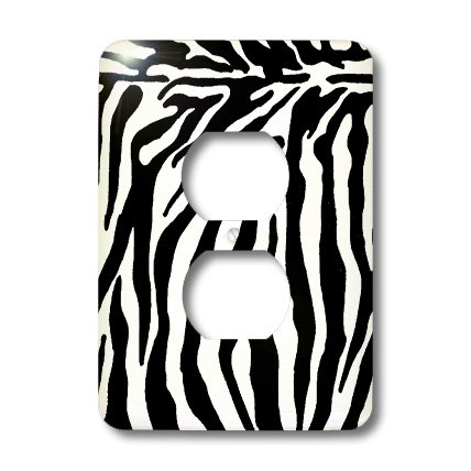 3D Rose Black and White Zebra Print Outlet Cover - Stylish Wall Plate for Home, Office & Nursery Decor - Perfect for Modern Interior Design and Animal Theme Rooms