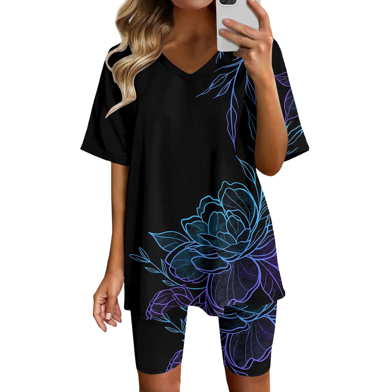 LCMTWX Women's Hiking & Workout Outfit Set - Breathable Hoodie & Sport Shorts for Gym, Running & Outdoor Activities | Oversized Sweatshirt for Women | Prime Big Deal Days
