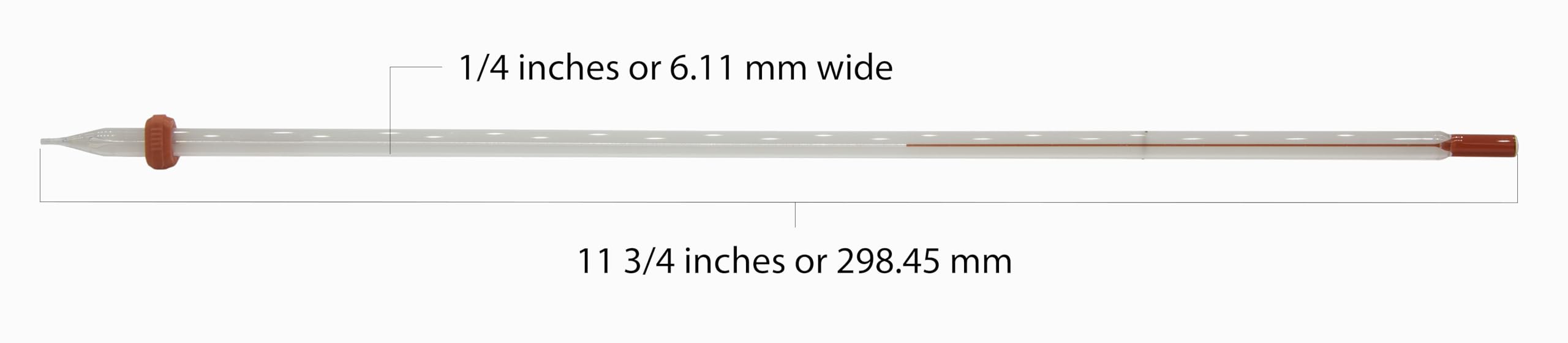 6300-10 Laboratory Thermometer - Red Alcohol Filled, Ungraduated (-20°C to 110°C), White Back, Partial Immersion - Pack of 10 for Science Experiments & Classroom Use