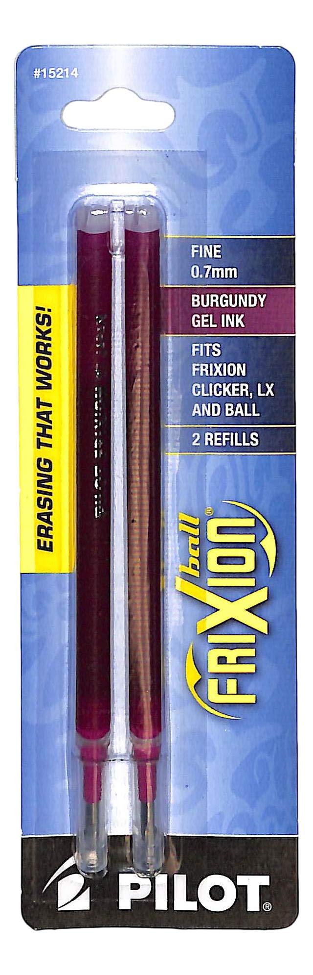 PILOT FriXion Gel Ink Refills 0.7mm Fine Point - 2 Pack Burgundy Ink for Clicker, LX & Ball Pens | Ideal for Note-Taking, Journaling & Erasable Writing