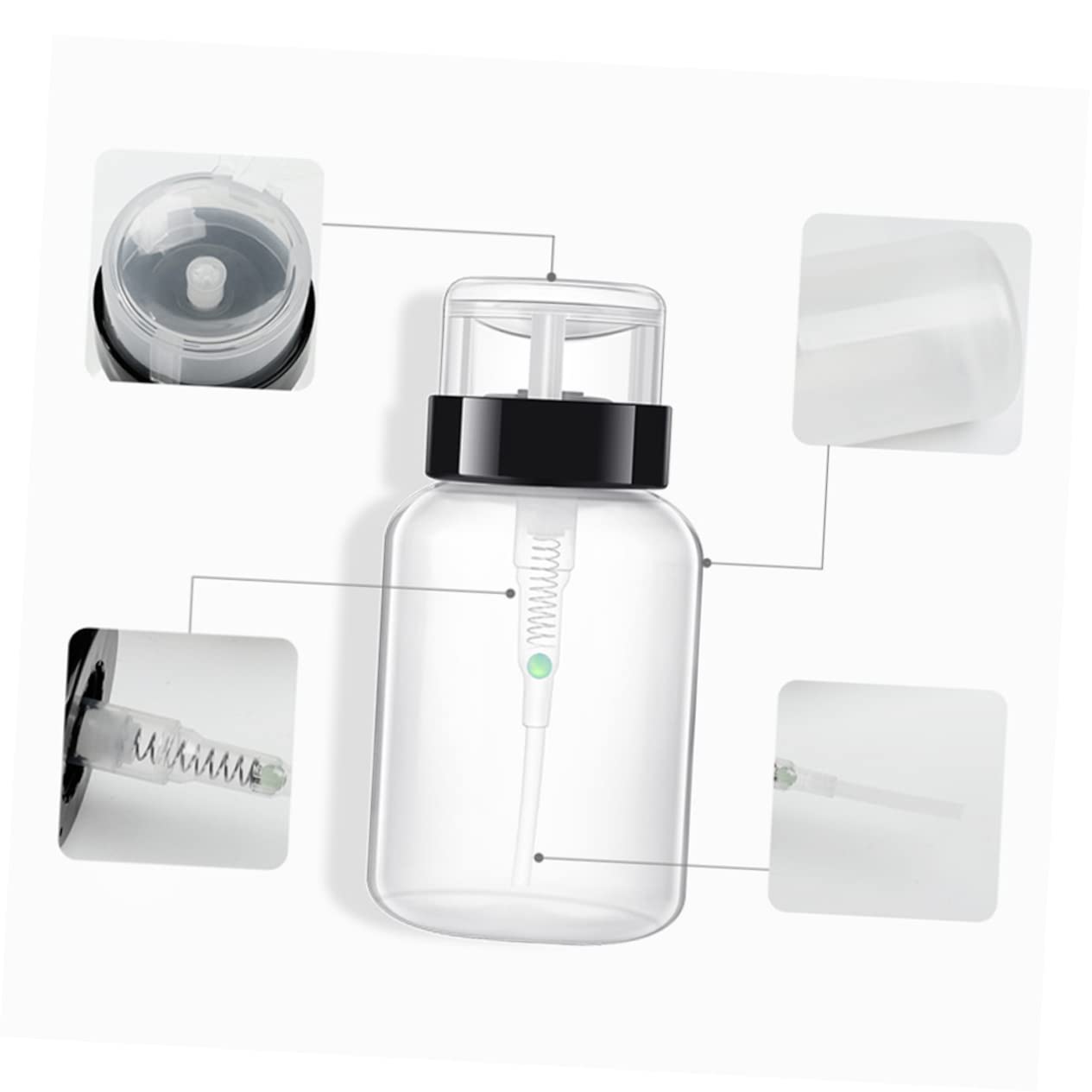 DOITOOL 200ml Empty Nail Polish Remover Bottles with Press Pump - Leakproof Refillable Dispenser for Salon, Travel & Home Nail Care
