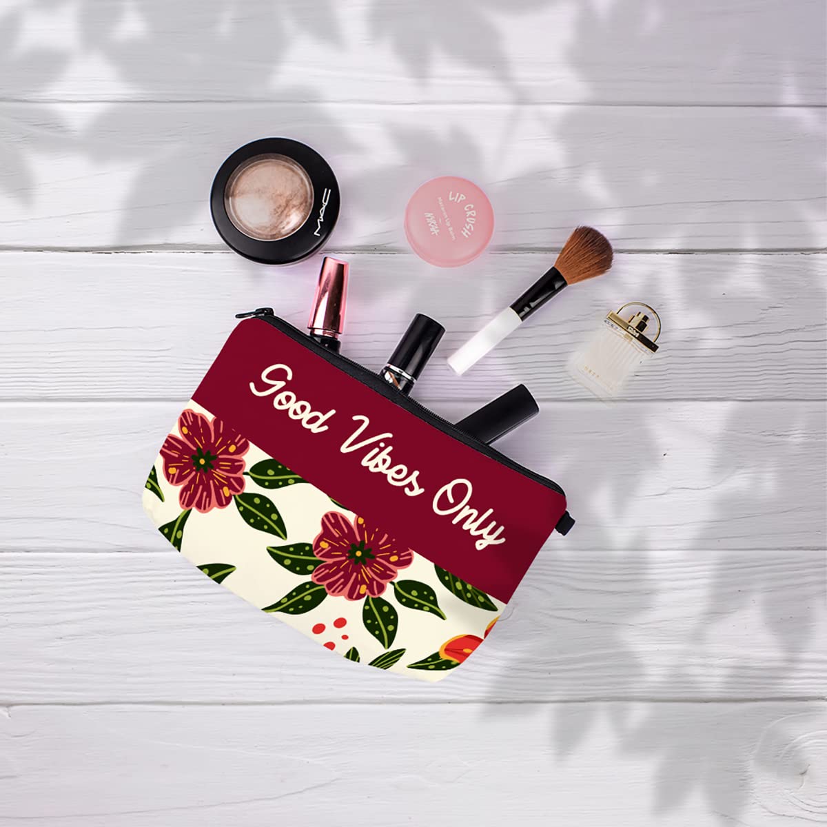 Crazyify Floral Cosmetic Bag for Women - Waterproof Canvas Makeup Pouch with Zipper, Travel Toiletry Organizer | Perfect for Travel, Gym, Daily Use & Gift Giving