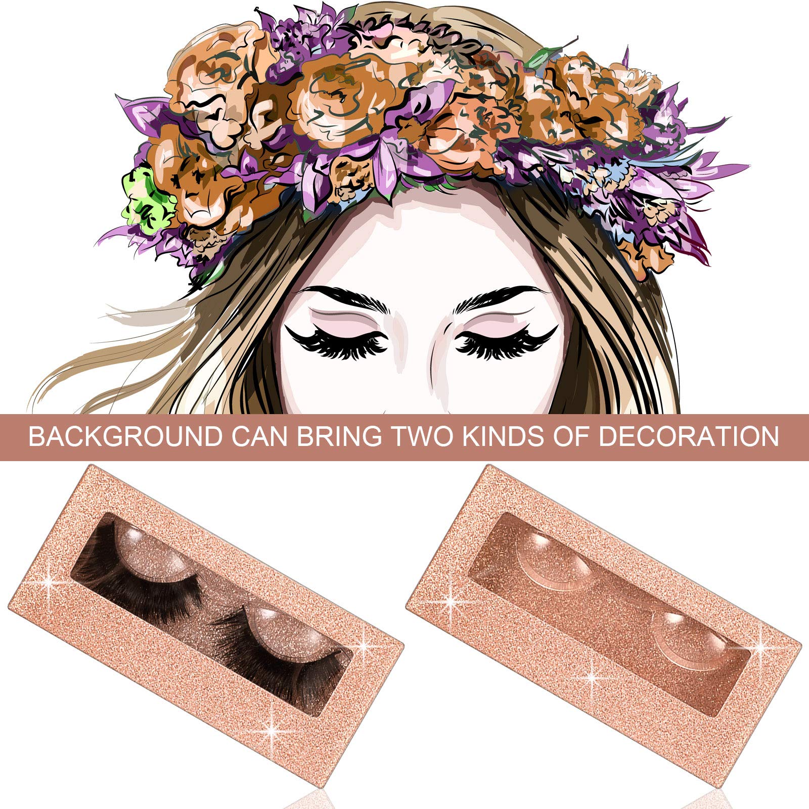 50 Pack Empty Eyelash Case Set with Storage Box Tray & Background Paper - Champagne Gold Eyelash Packaging Boxes for Professional Lash Artists & Salons - Perfect for Organizing, Storing, and Displaying False Eyelashes