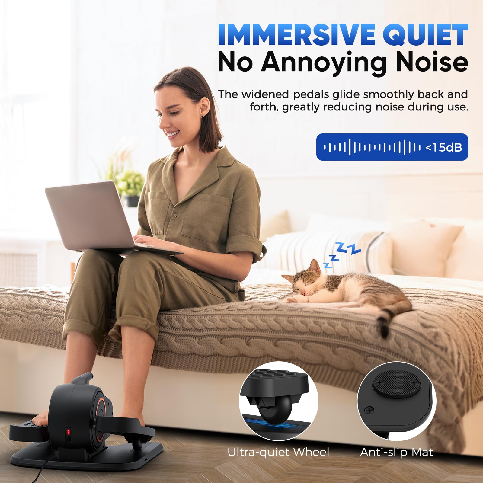 Under Desk Elliptical Machine - Electric Leg Exerciser with Remote Control & 10 Speed Levels, Quiet Portable Seated Pedal Exerciser for Home Office, Seniors & Physical Therapy - Perfect for Workouts While Working or Watching TV