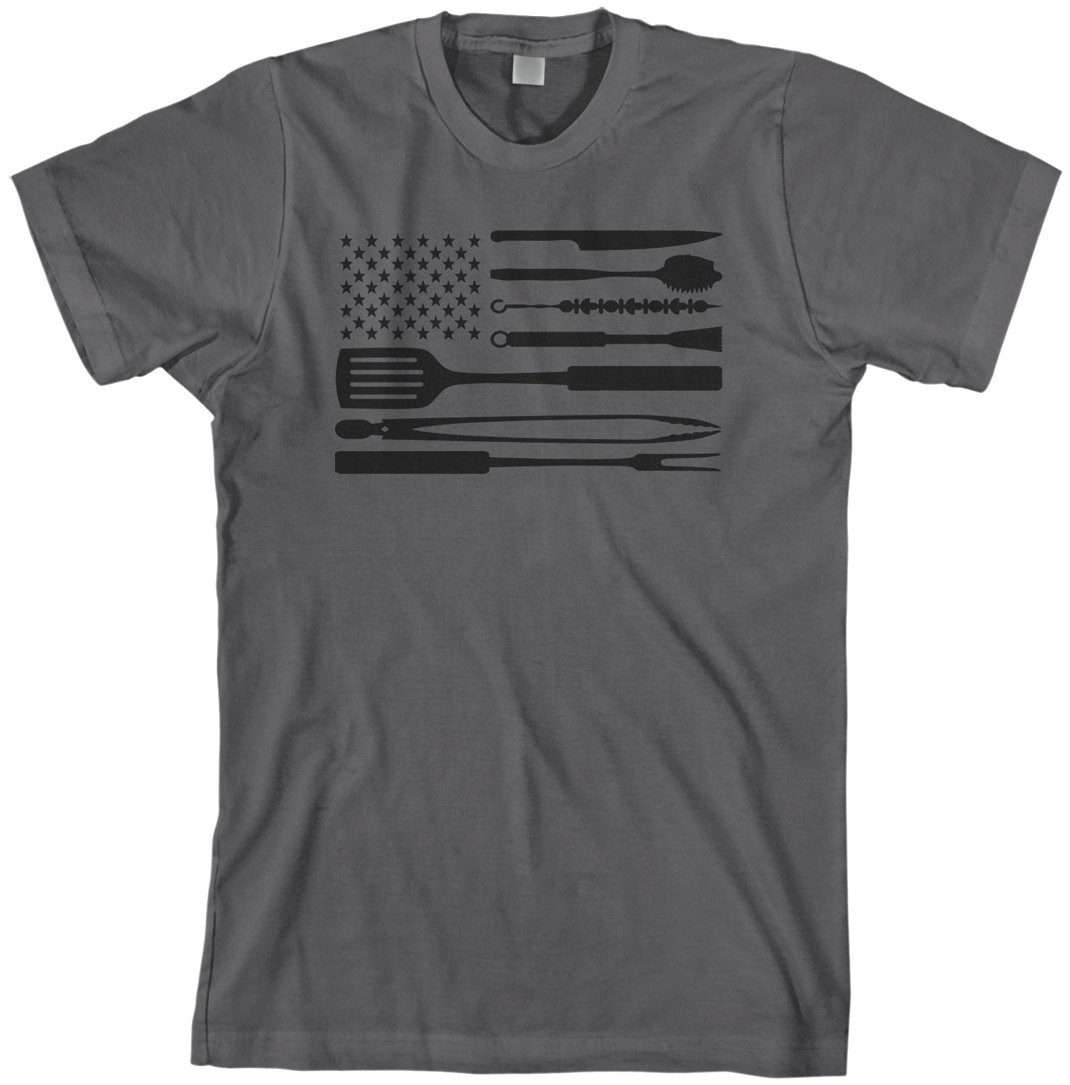 Threadrock Men's BBQ Grill Tools American Flag Graphic T-Shirt - Patriotic Grilling Apparel for 4th of July & Summer Cookouts