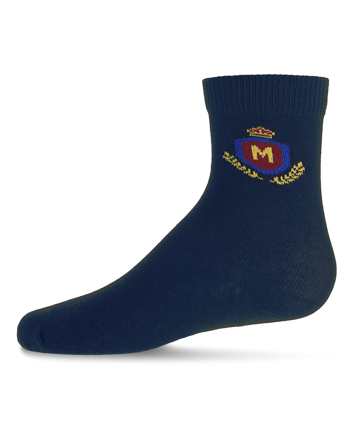 MeMoi Boys' Embroidered Crest Cotton Socks - Comfortable & Breathable for School, Sports & Everyday Wear