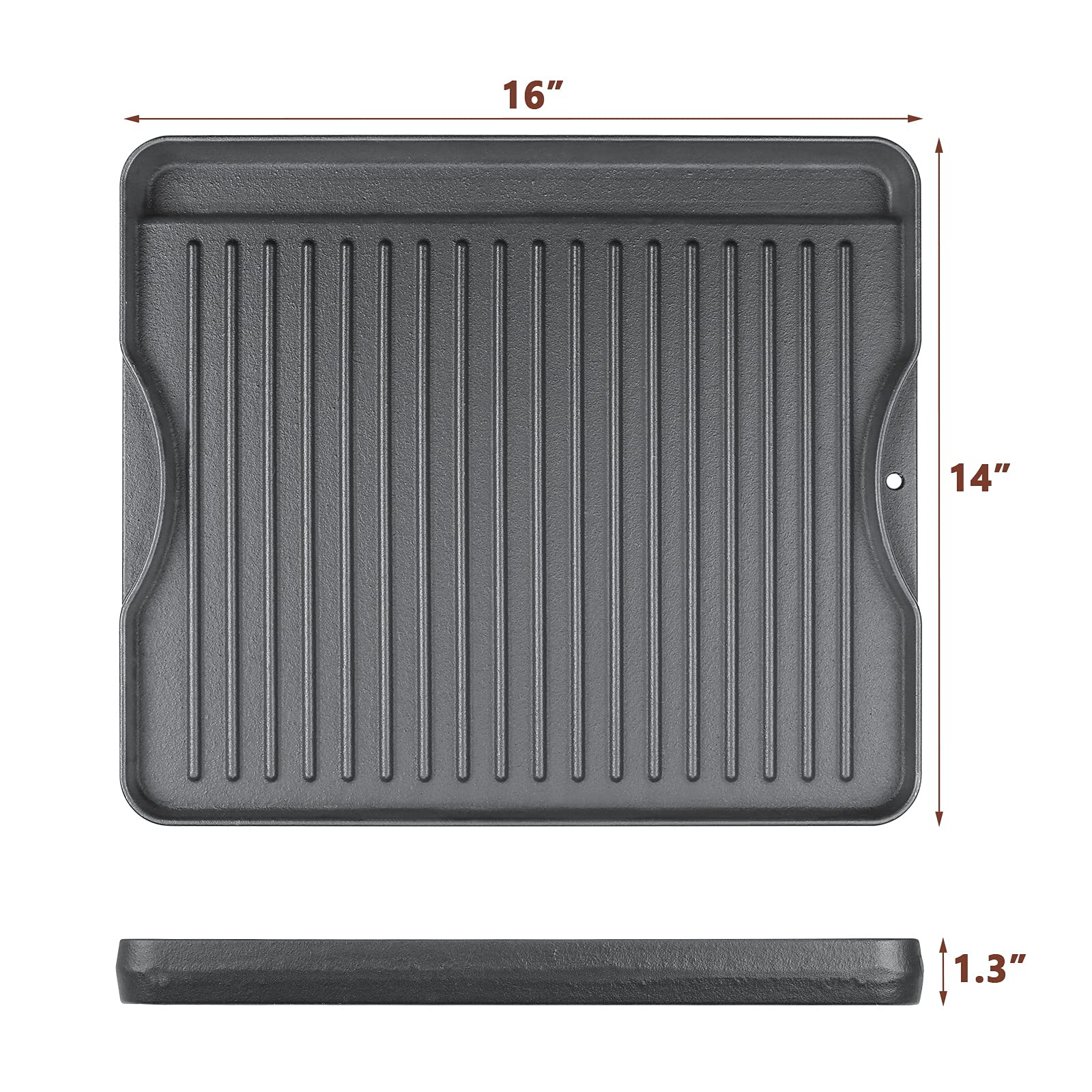 Uniflasy Reversible Cast Iron Griddle for Camp Chef Explorer - Compatible with 2-Burner, 3-Burner, 2X, 3X & Single Burner Stoves - Fits 14